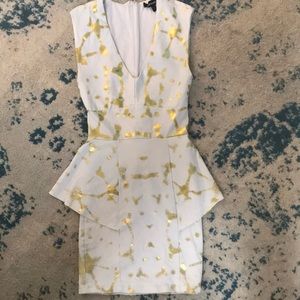 Bebe white and gold bodycon dress